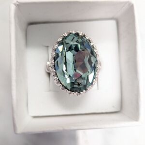 Elegant Antique Style Sterling Silver and Turquoise Aquamarine Ring